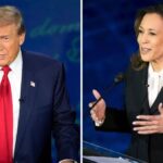 Kamala Harris gains a 6-point lead over Donald Trump following a heated debate, showcasing her confident stance and leadership in a political setting.