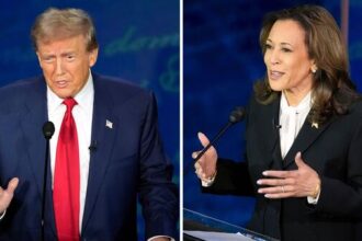 Kamala Harris gains a 6-point lead over Donald Trump following a heated debate, showcasing her confident stance and leadership in a political setting.